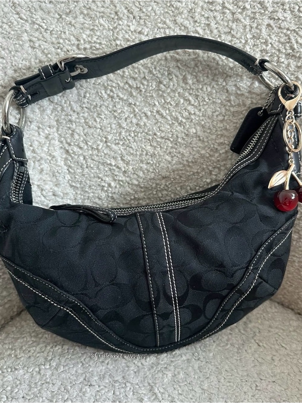 Coach small Black Signature Hobo Bag